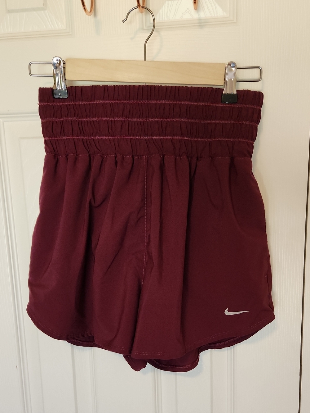 Nike Women’s Maroon Elastic-Waist Athletic Shorts